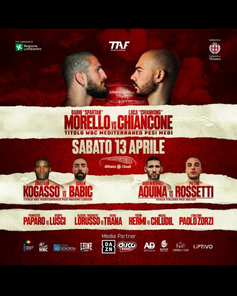 Boxe Allianz Cloud 13 Aprile a Milano: Morello vs Chiancone