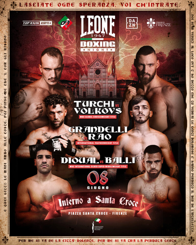 Leone Boxing Night 8 Giugno a Firenze